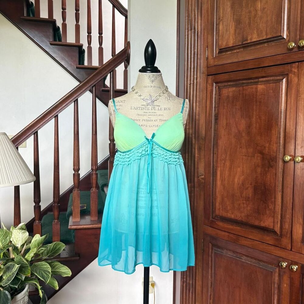 Ambrielle Y2K Mermaid Blue Green Babydoll Lingerie Camisole